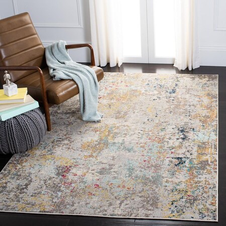 Safavieh Madison Power Loomed Square Area Rug Grey & Gold - 6 ft. -7 in. x 6 ft. -7 in. MAD453F-7SQ